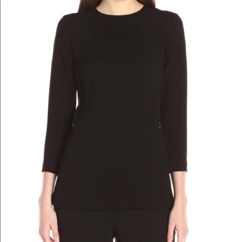 Theory black long sleeve blouse, zipper pockets
